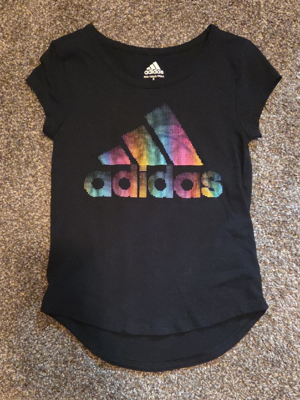 adidas Black Short-Sleeve Tee with Multicolor Gradient Logo